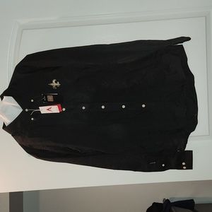 Mens L NO Saints long sleeve Black button down